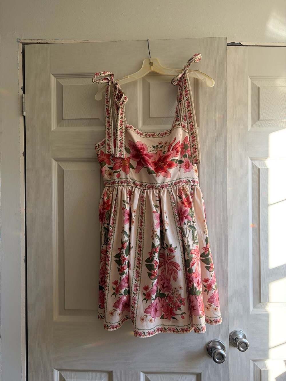 Floral Print Tie Shoulder Summer Dress Size XL Pink